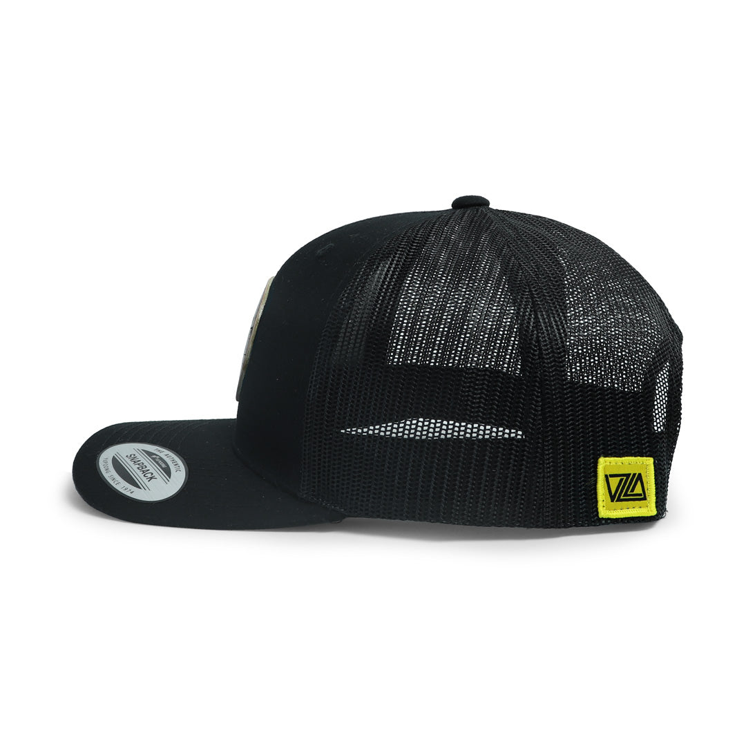 VZLA Trucker Hat Black - Leather Patch
