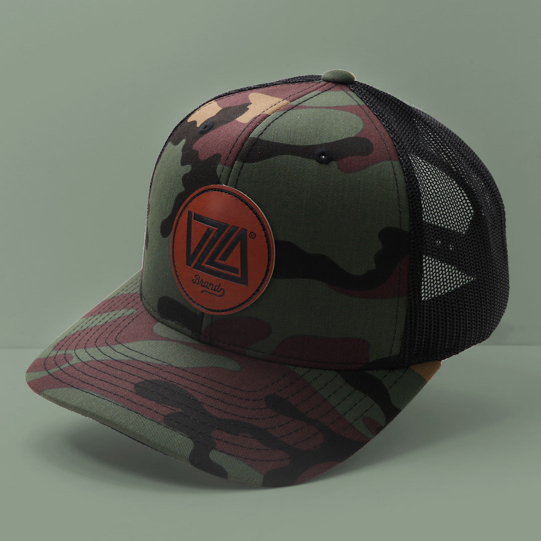 VZLA Trucker Hat Camouflage - Leather Patch