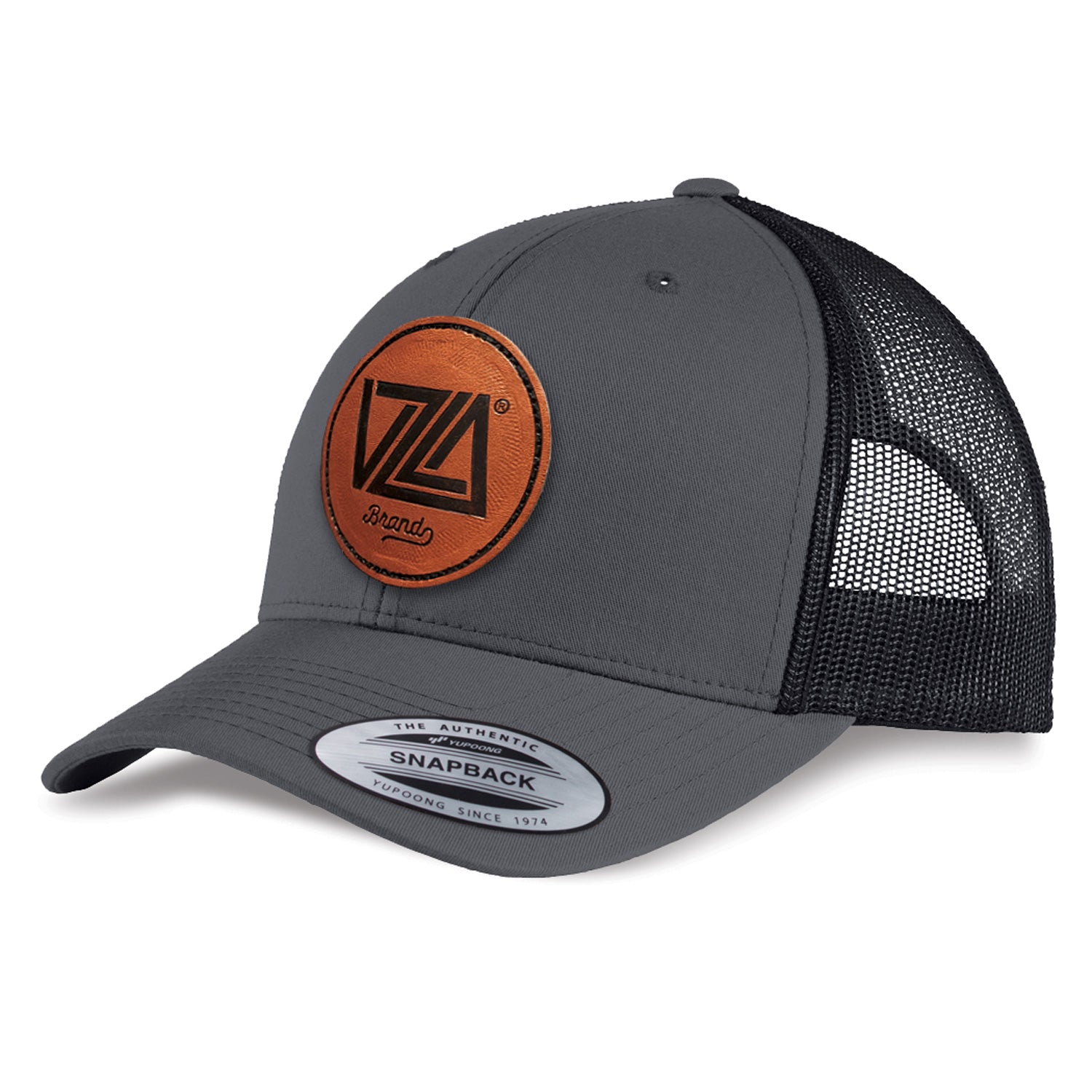 VZLA Coal Trucker Hat Leather Patch