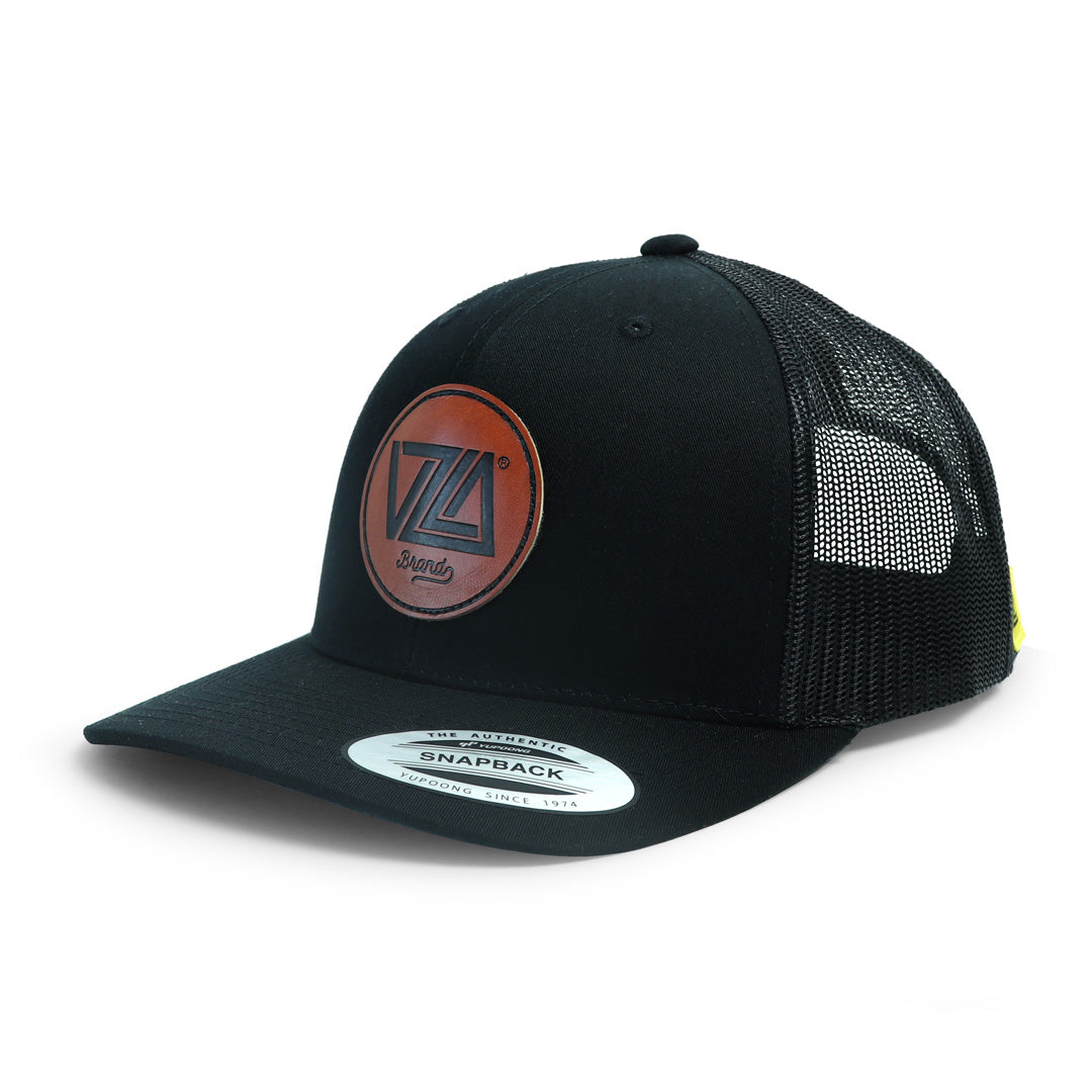 VZLA Trucker Hat Black - Leather Patch