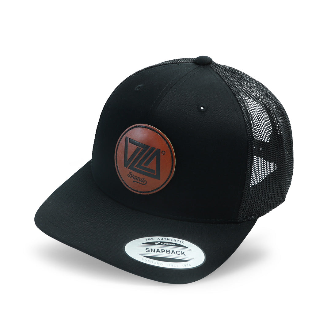 VZLA Trucker Hat Black - Leather Patch