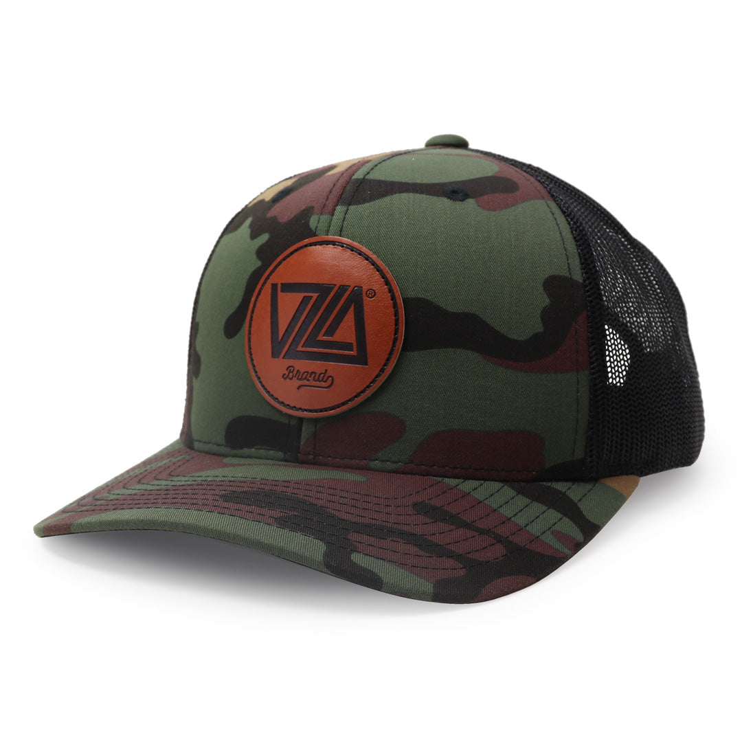 VZLA Trucker Hat Camouflage - Leather Patch